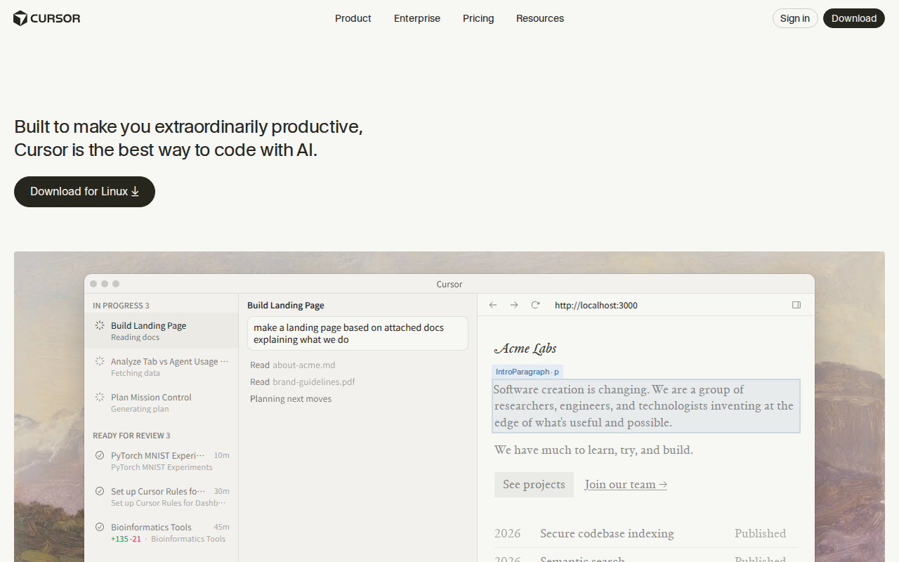 Cursor AI Landing Page